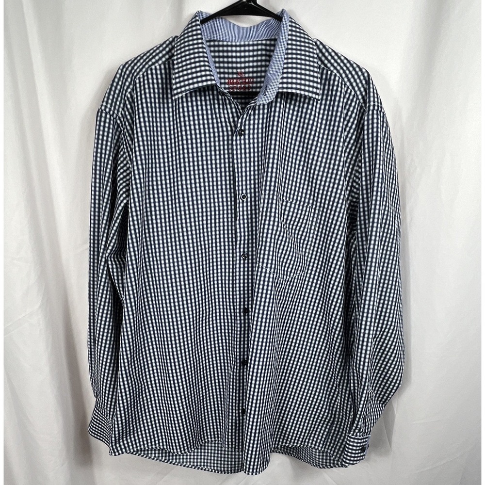Marcello Sport Men's Size XL‎ Long Sleeve Blue/White Check Button-Up Shirt